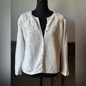 Vintage HEIRLOOM COLLECTIBLES Embroidered Button Down Cardigan Sweater—S…